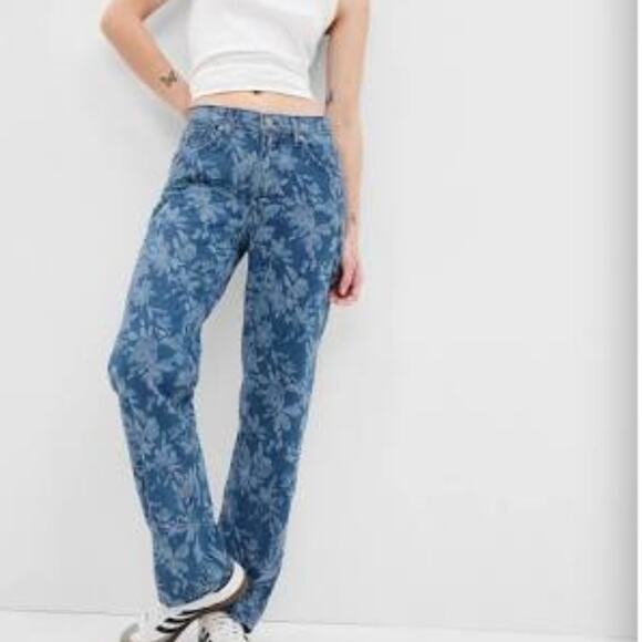 REWASH Junior Girls Floral Print Straight Leg Jeans Size 13 Inseam 29" - Picture 2 of 9